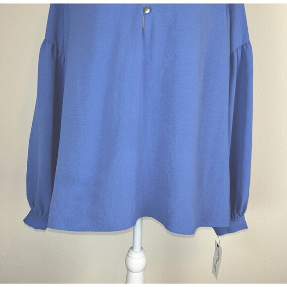NY Collection Balloon Sleeve Peasant Blue Blouse Plus Size 2X (18/20) - Picture 15 of 15